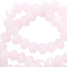 Faceted glass beads 3x2mm disc Oleander pink-pearl shine coating